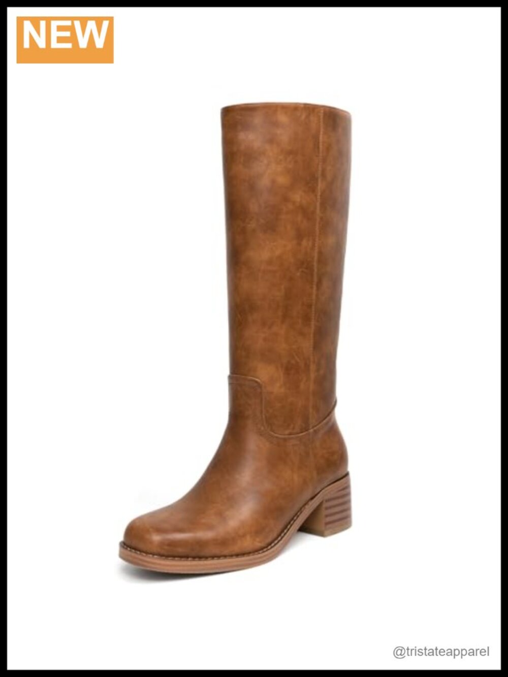 Women's Platform Knee High Riding Boots Square Toe PU Leather Block Heel